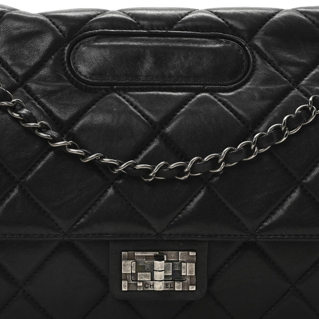 Washed Lambskin Jumbo Take Away Flap Black