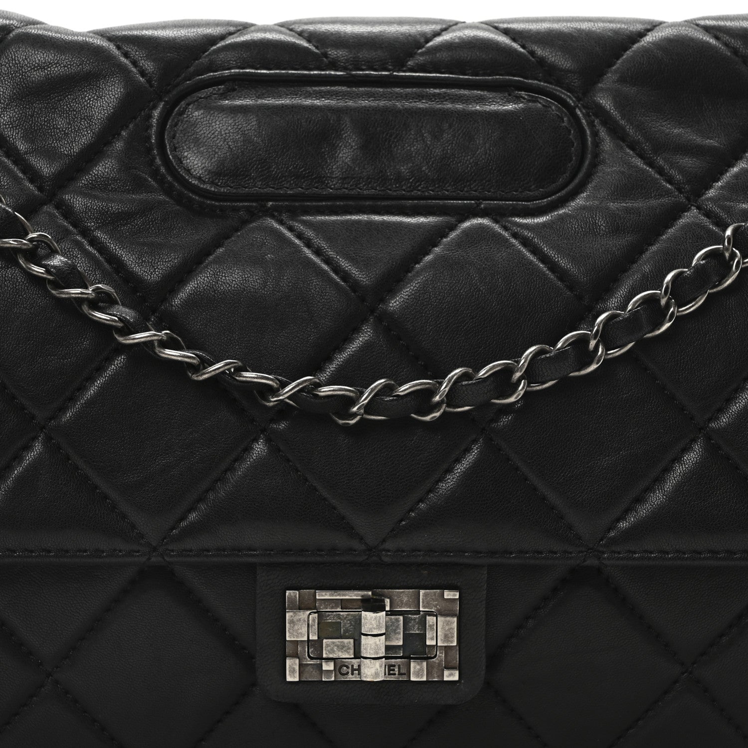 Washed Lambskin Jumbo Take Away Flap Black