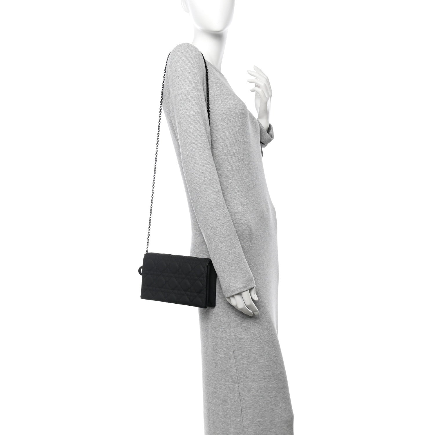 Ultra Matte Calfskin Cannage Lady Dior Clutch Black