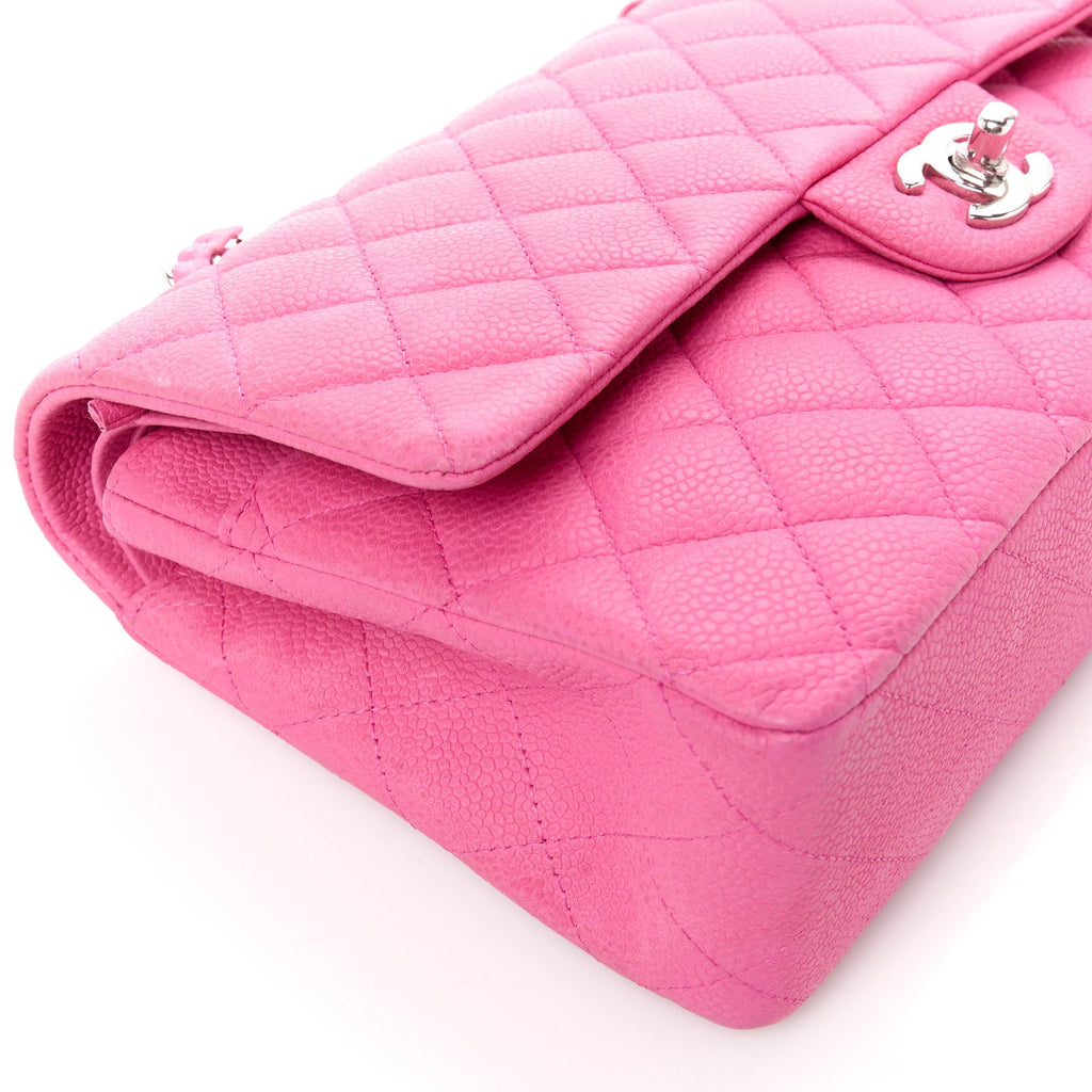 Caviar Quilted Medium Double Flap Pink