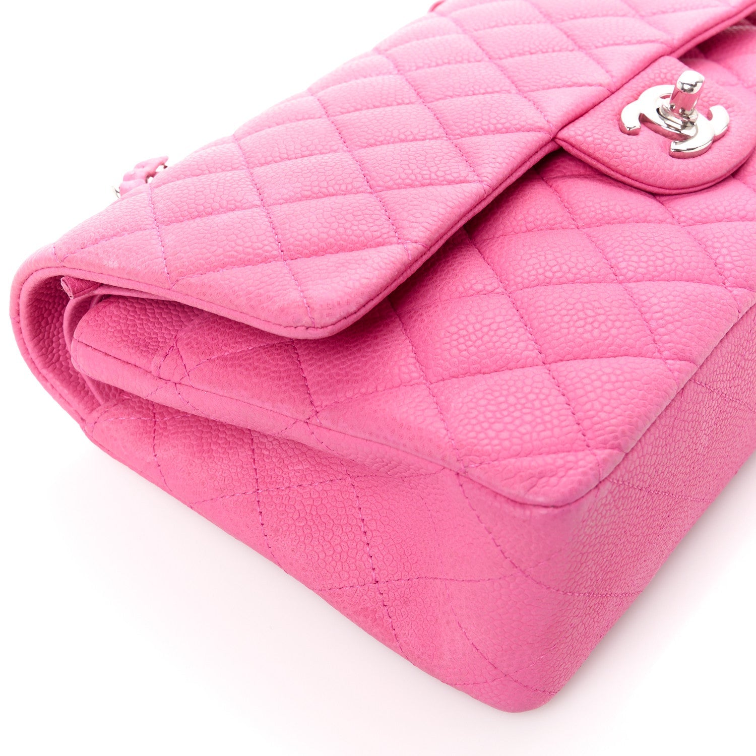 Caviar Quilted Medium Double Flap Pink