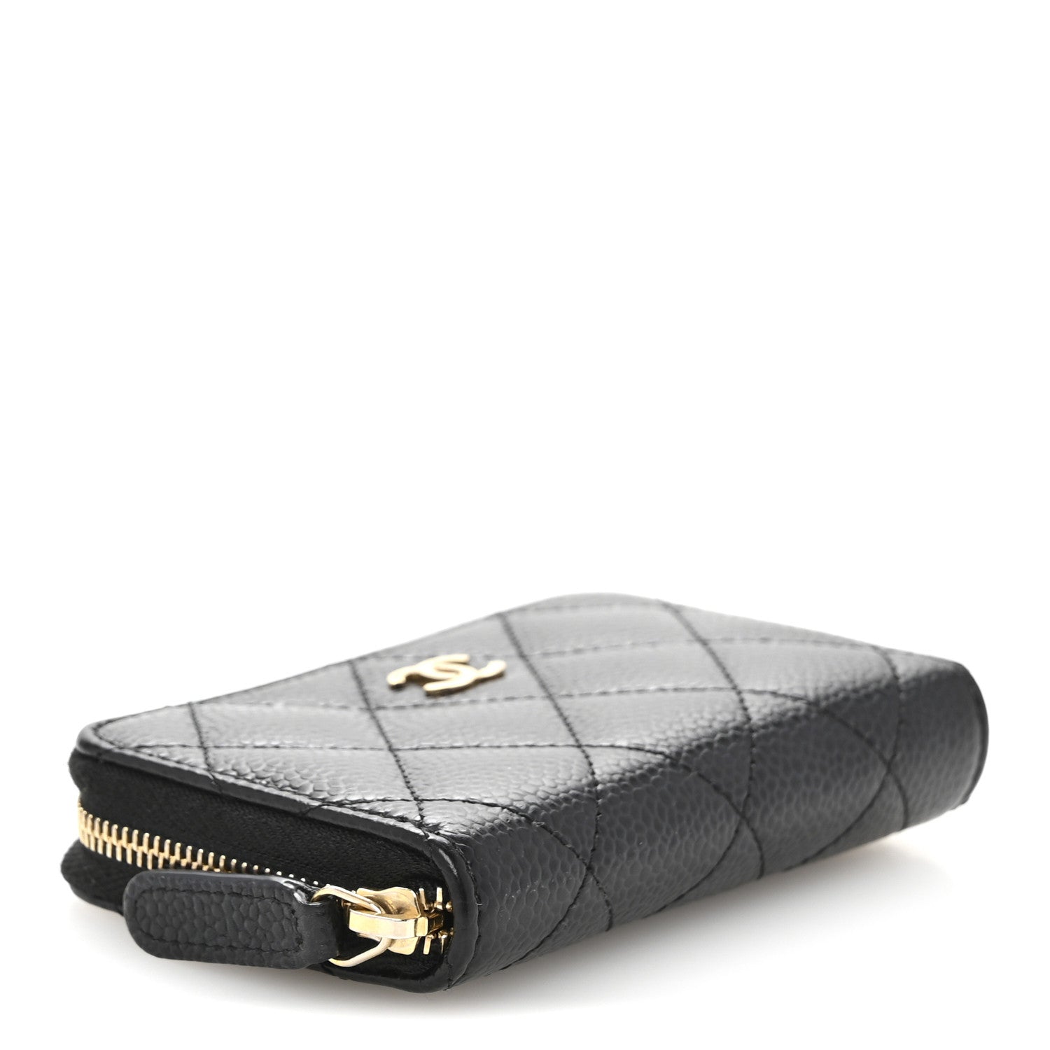 Caviar Quilted Zip Coin Purse Black