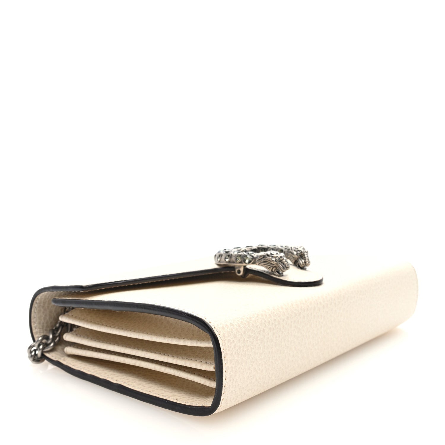 Dollar Calfskin Mini Dionysus Chain Wallet Mystic White