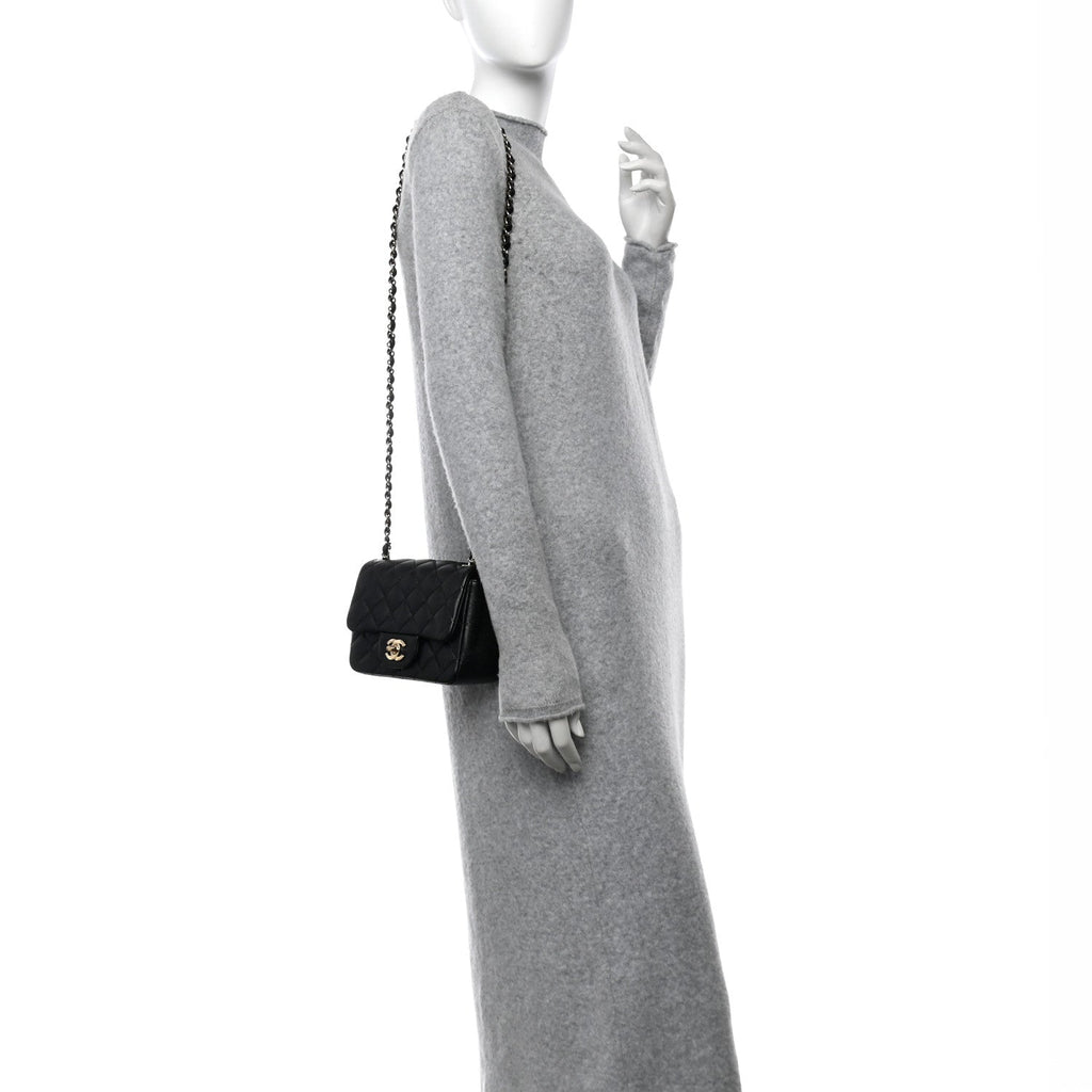 Caviar Quilted Mini Square Flap Black