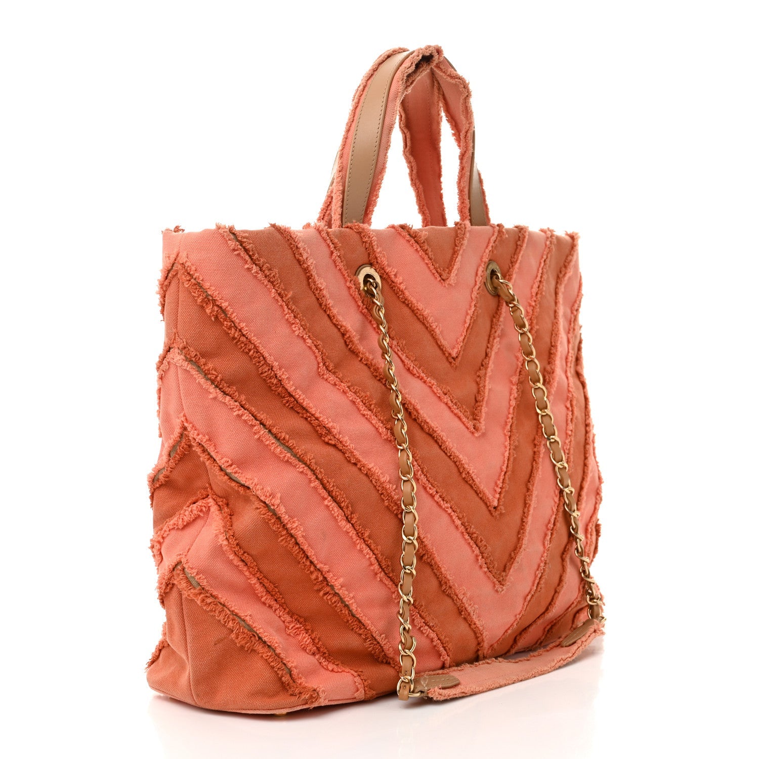Canvas Chevron Cuba Patchwork Shopper Tote Orange