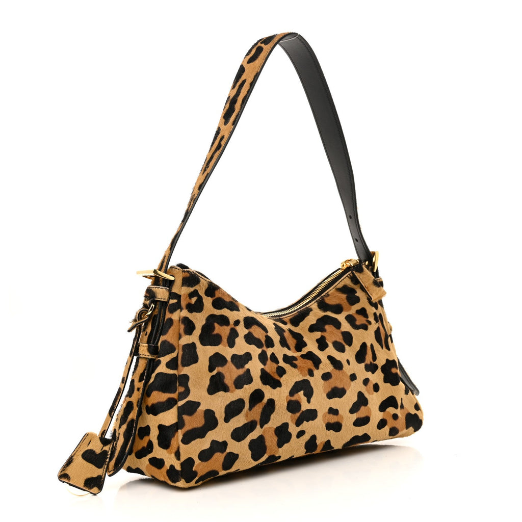 Calf Hair Leopard Print Medium Aimee Shoulder Bag Honey