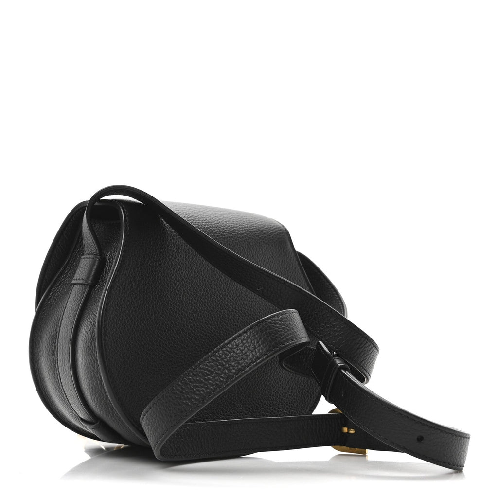 Calfskin Mini Marcie Round Crossbody Bag Black