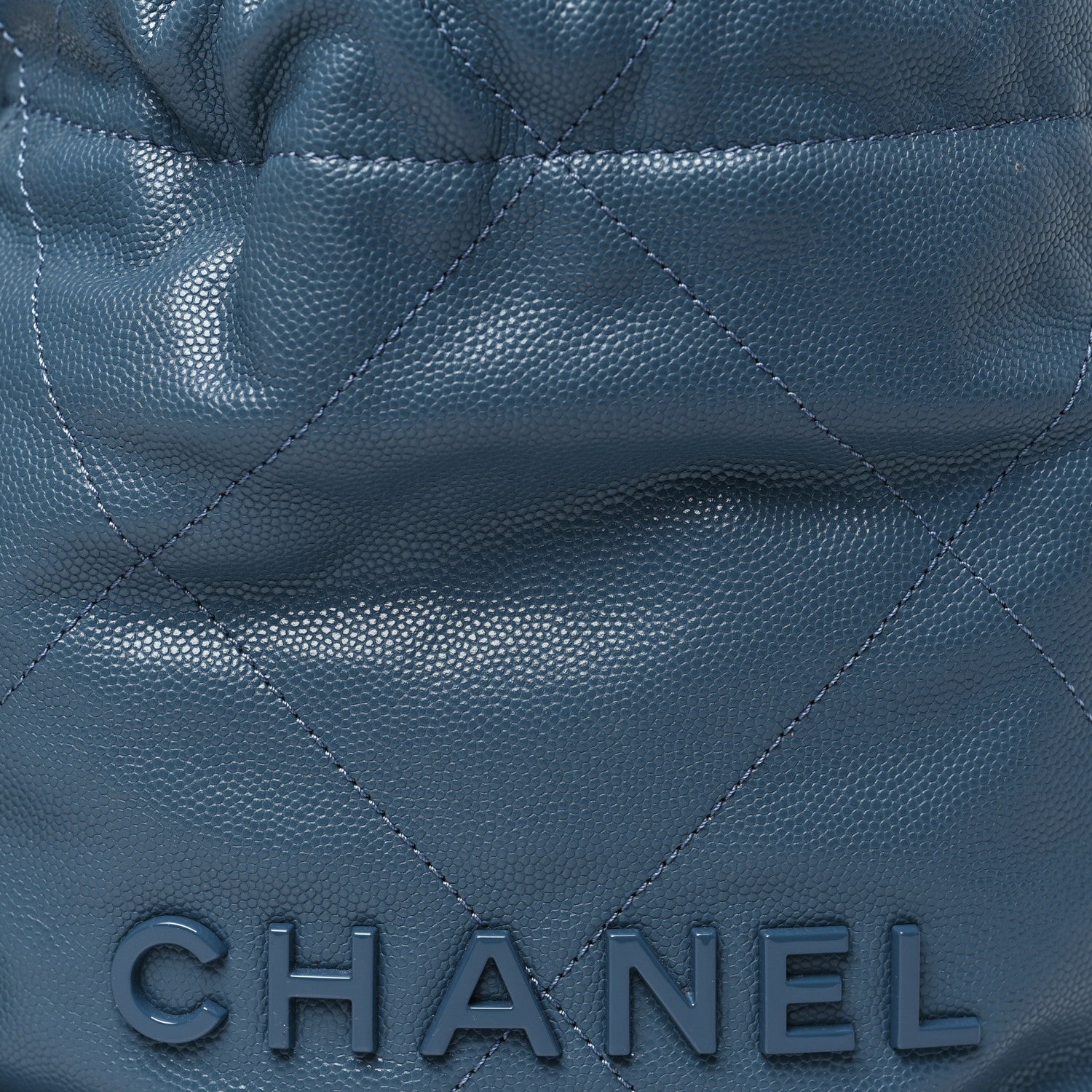 Shiny Caviar Quilted Monochrome Mini Chanel 22 Blue