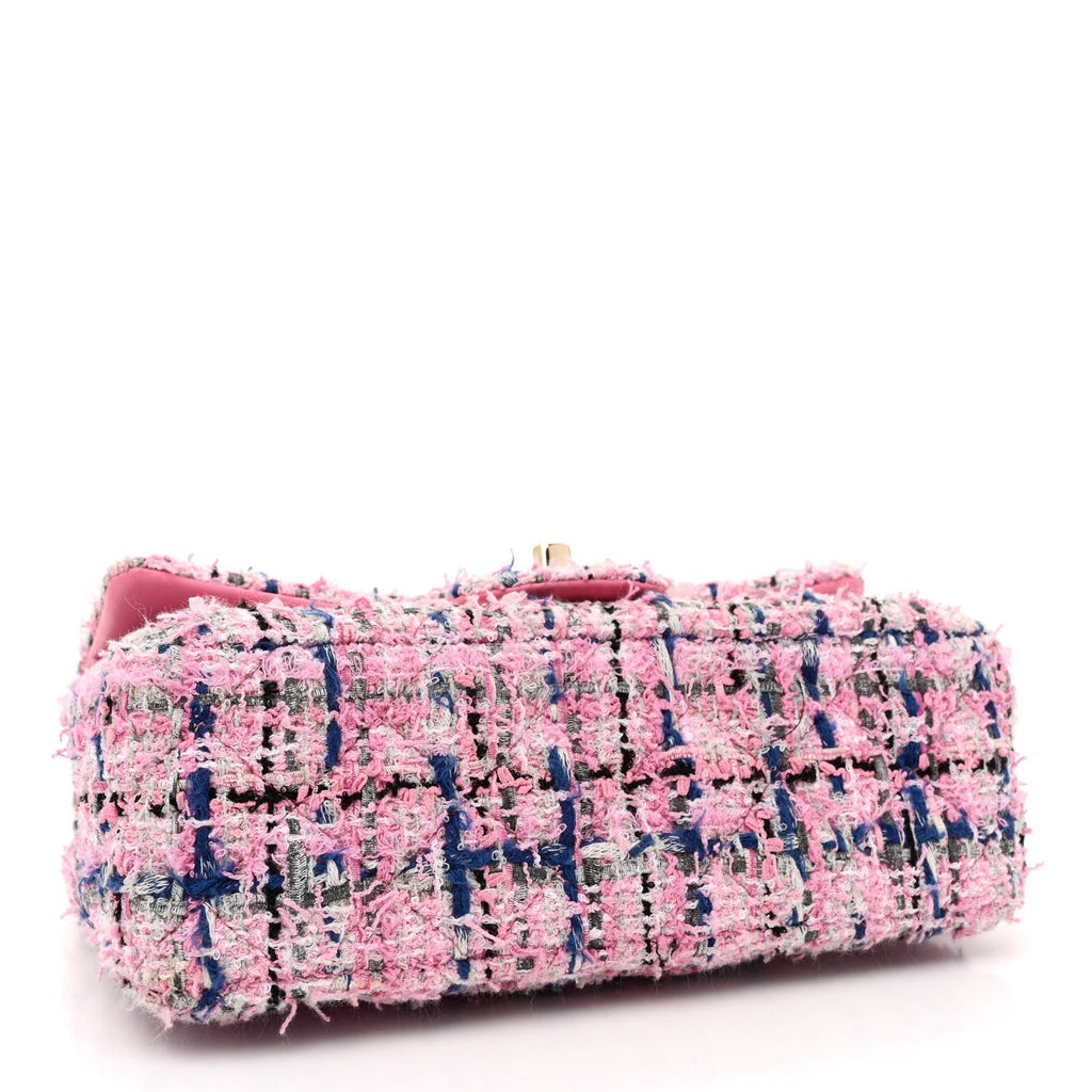 Tweed Quilted Mini Rectangular Flap Pink Multicolor