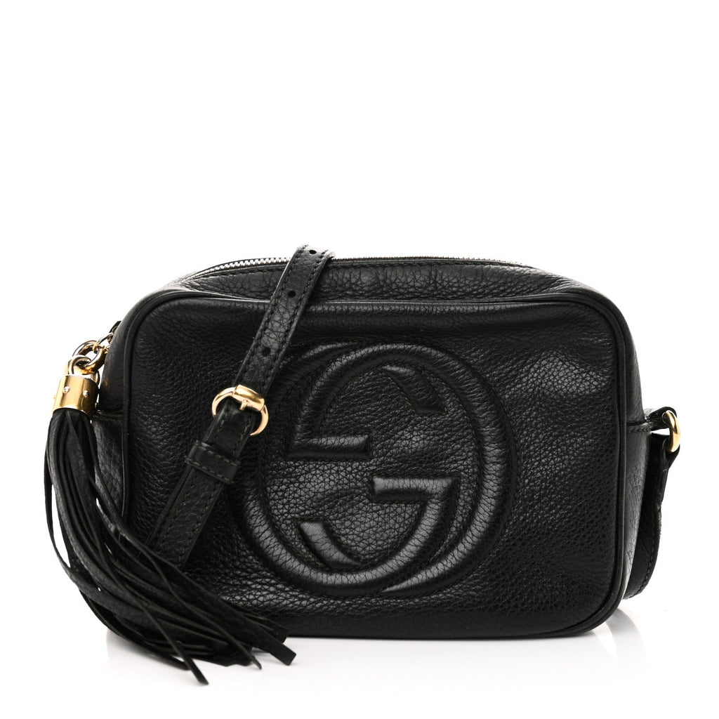 Pebbled Calfskin Small Soho Disco Bag Black