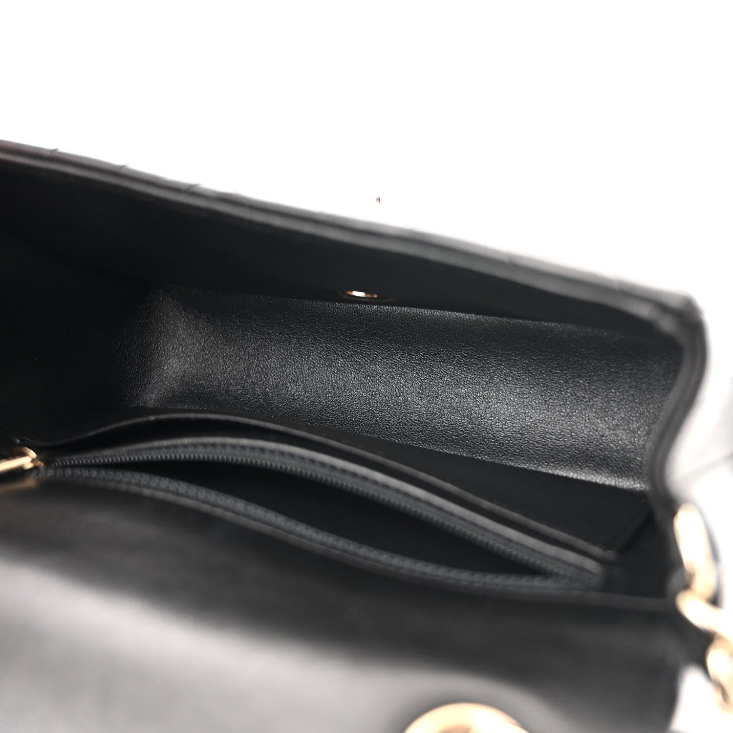 Lambskin Chevron Quilted Mini Rectangular Flap Black