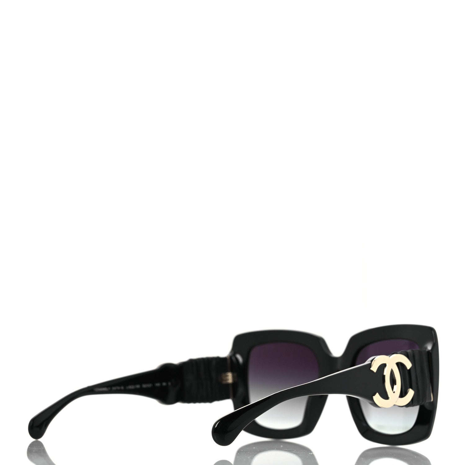 Acetate Calfskin Square Sunglasses 5474-Q-A Black