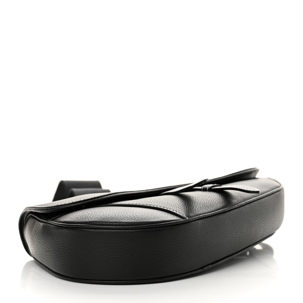 Grained Calfskin Mens Saddle Bag Black