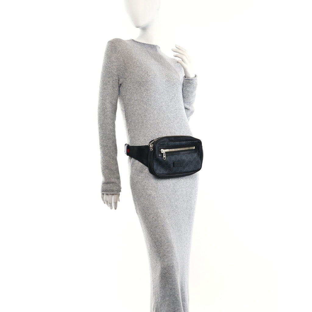 Soft GG Supreme Monogram Web Belt Bag Black Grey