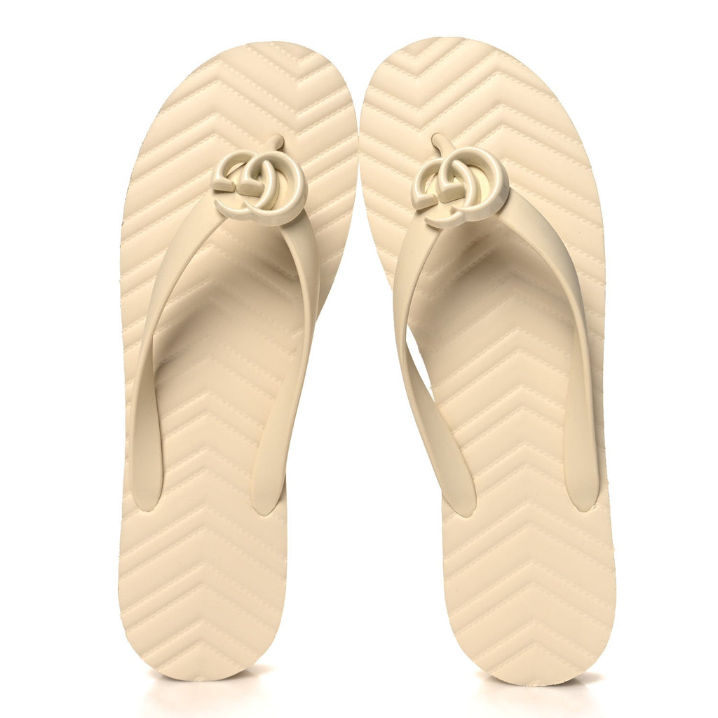 Rubber Chevron Womens GG Thong Sandals 41 Mystic White