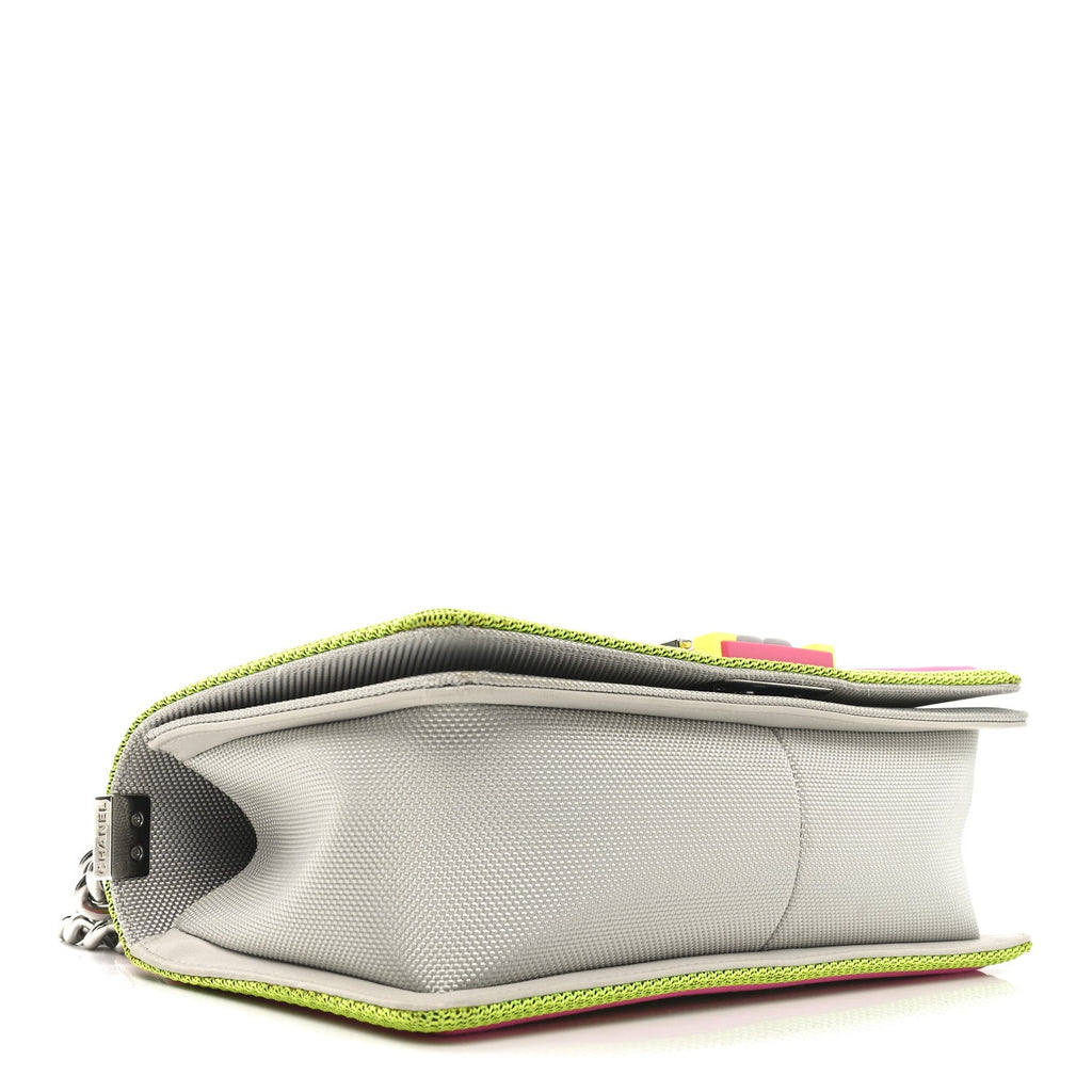 Canvas Quilted Medium Fluo Boy Flap Dark Grey Fuchsia Green