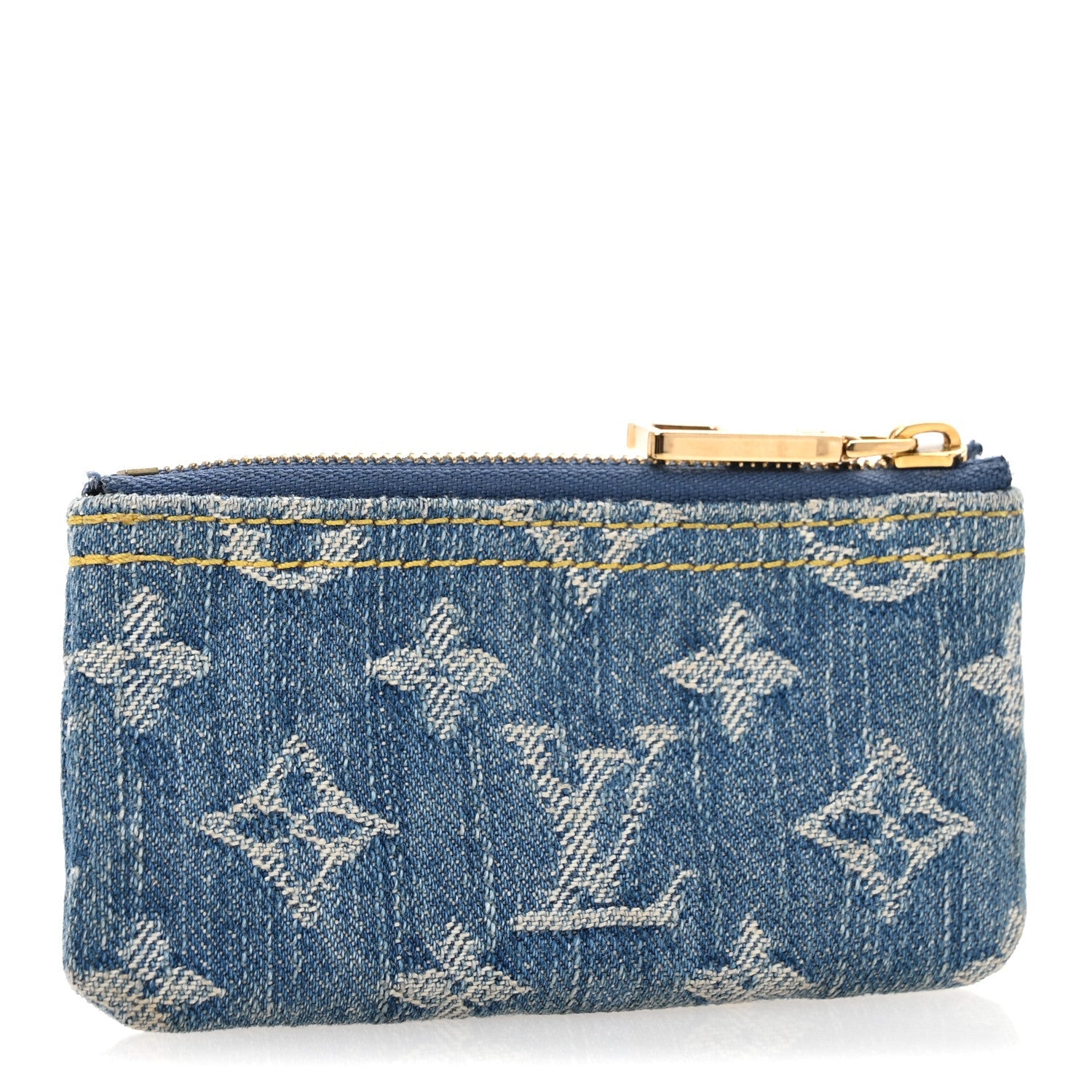 Monogram Denim Key Pouch Denim Blue