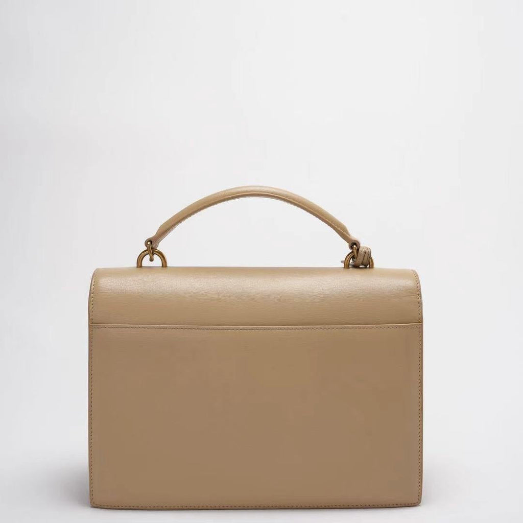 Saint Laurent Sunset Bag Medium Calfskin Monogram Beige with Gold Hardware