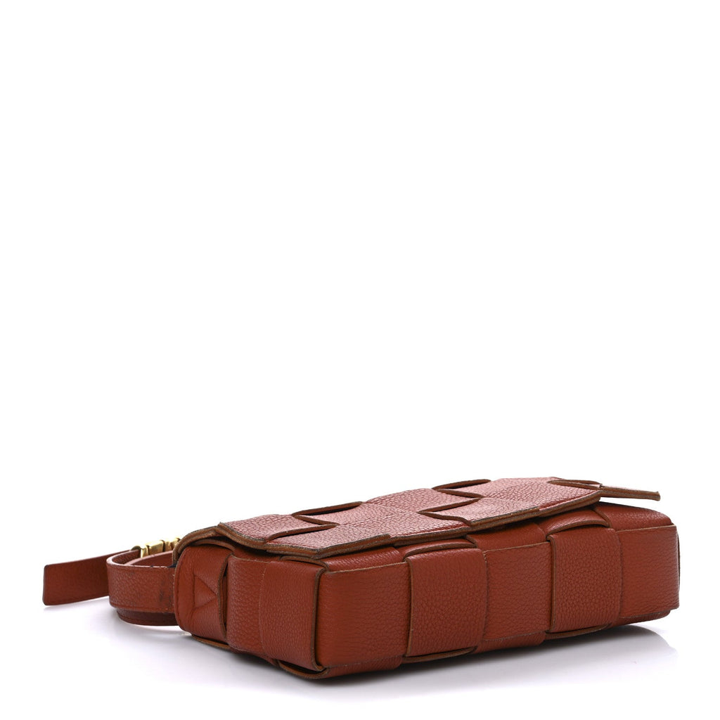 Grained Calfskin Maxi Intrecciato Cassette Crossbody Bag Maple