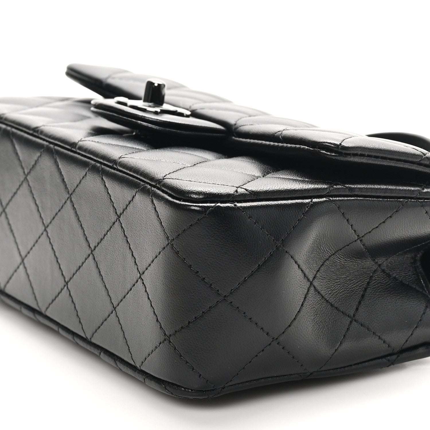 Lambskin Quilted Mini Top Handle Rectangular Flap So Black