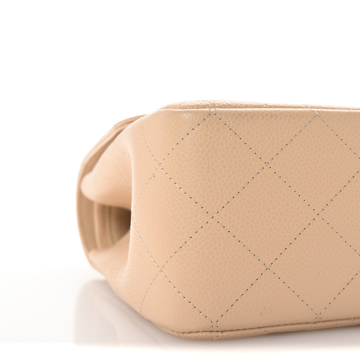 Caviar Quilted Jumbo Double Flap Light Beige