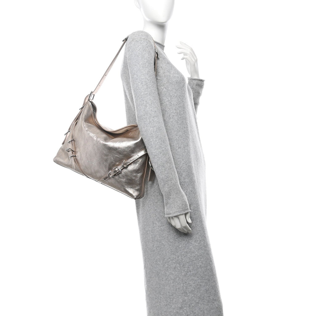 Metallic Calfskin Medium Voyou Bag Dusty Gold