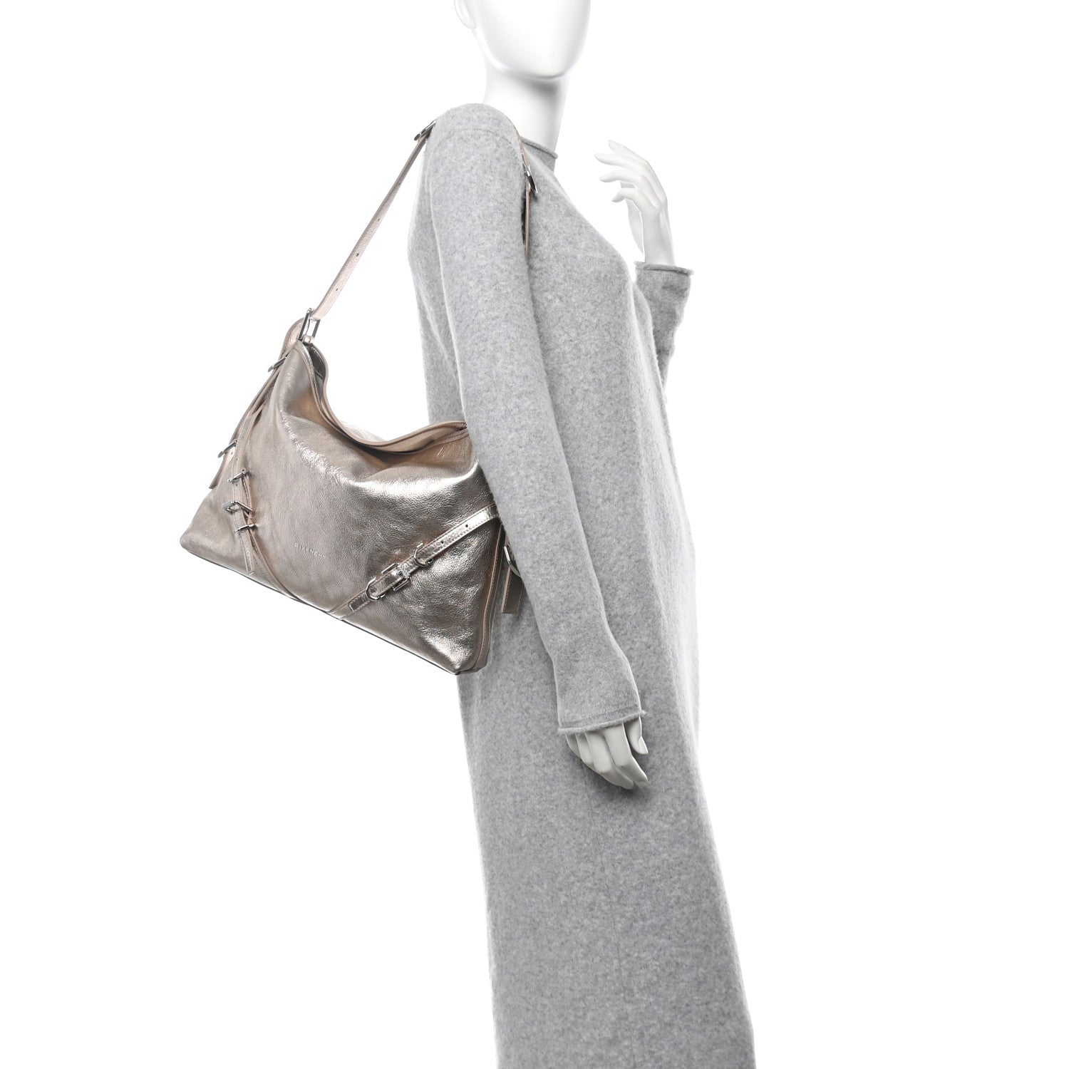 Metallic Calfskin Medium Voyou Bag Dusty Gold