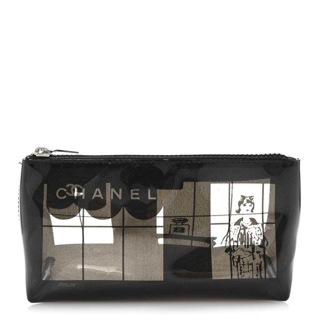 Vinyl Coco Window Cosmetic Pouch Black