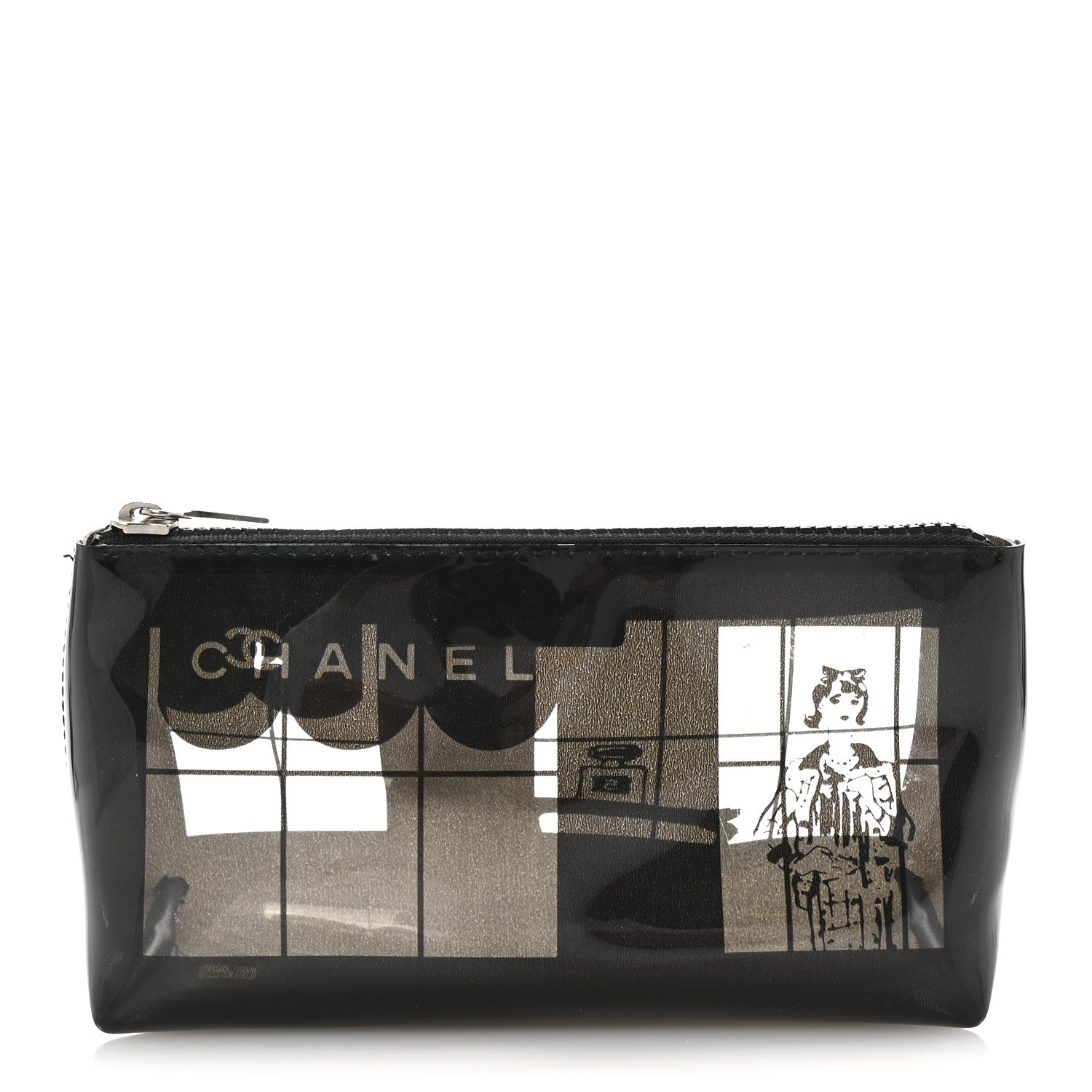 Vinyl Coco Window Cosmetic Pouch Black