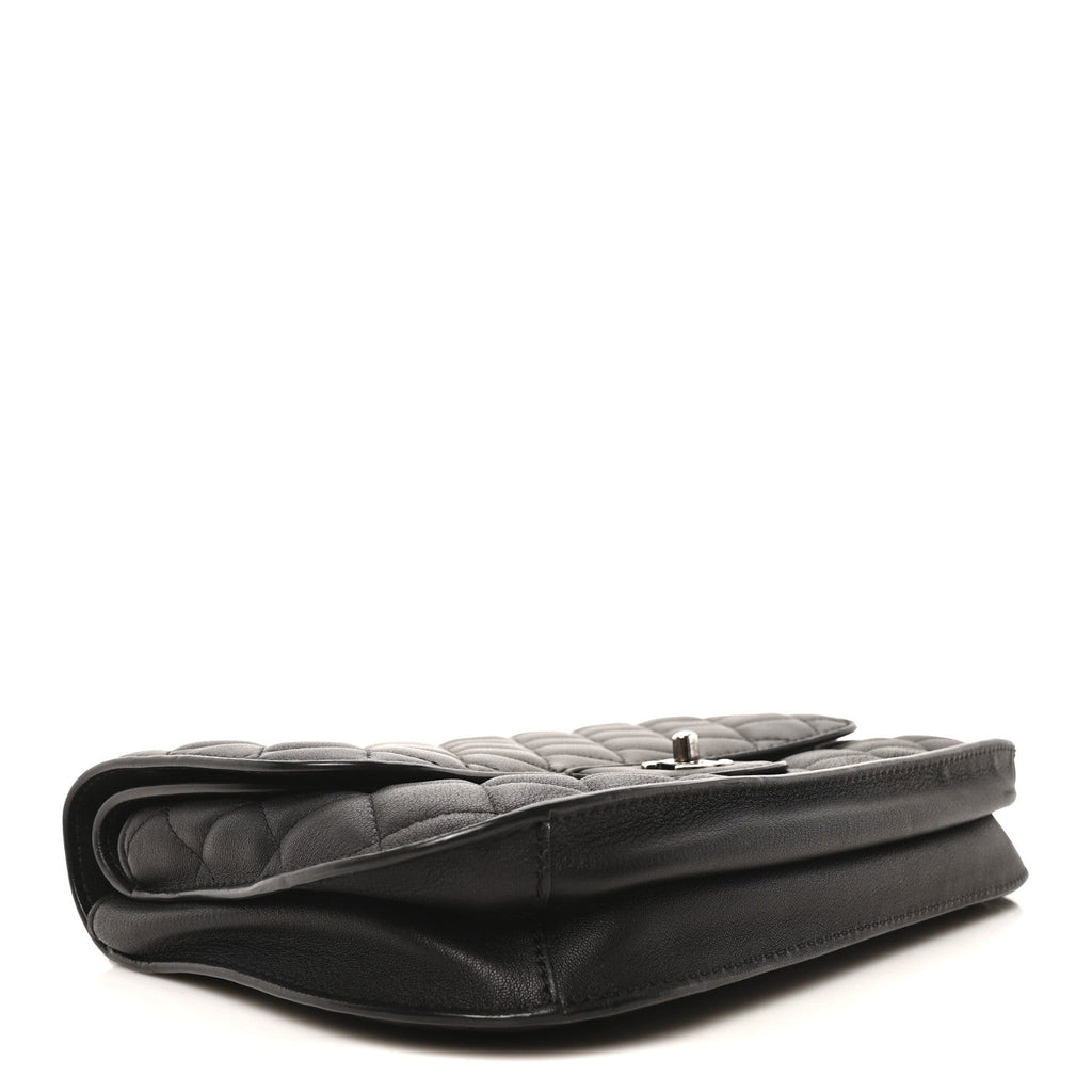Metallic Goatskin Quilted Rock In Rome Flap Black