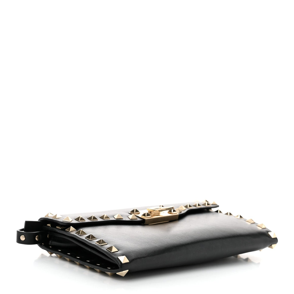 Vitello Medium Rockstud Flap Shoulder Bag Black