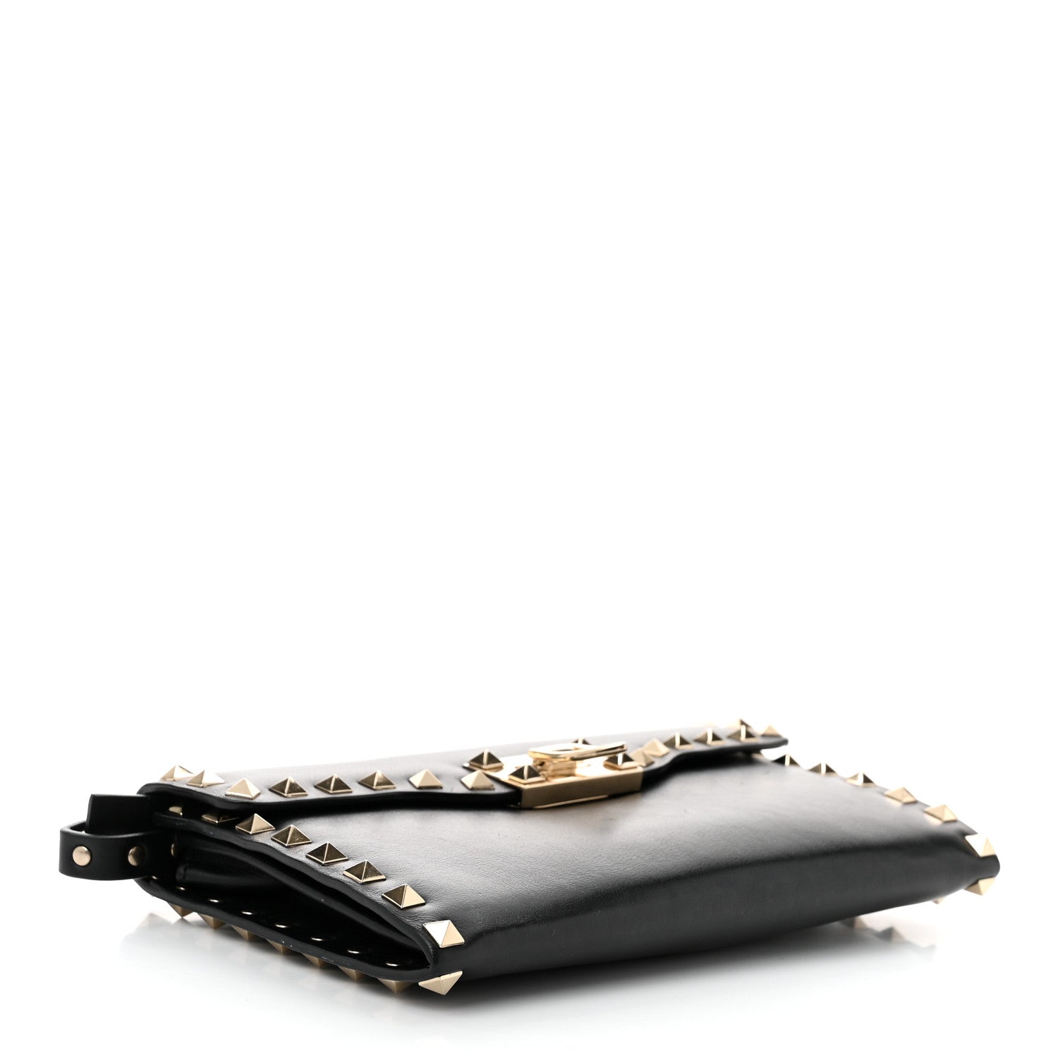 Vitello Medium Rockstud Flap Shoulder Bag Black