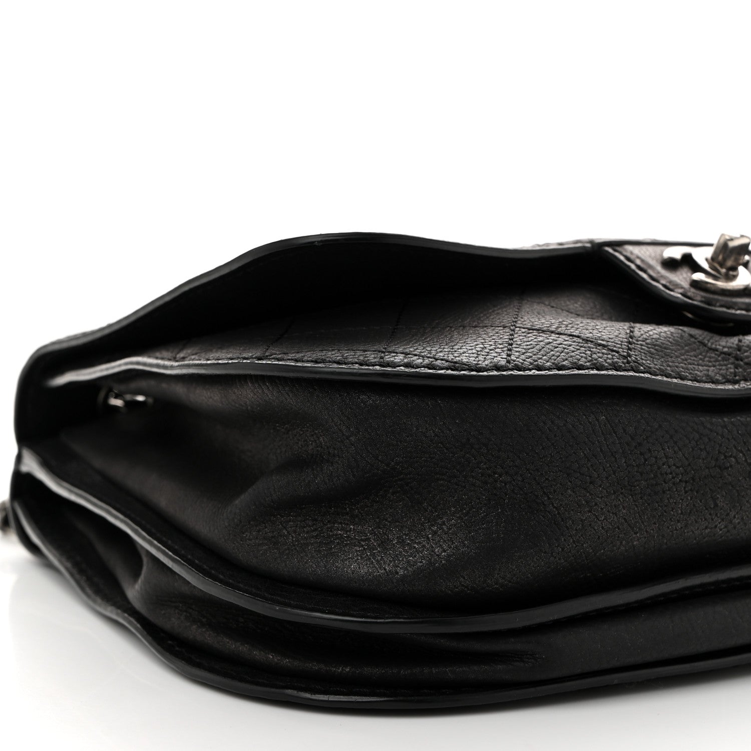 Calfskin Coco Twin Large Flap Black