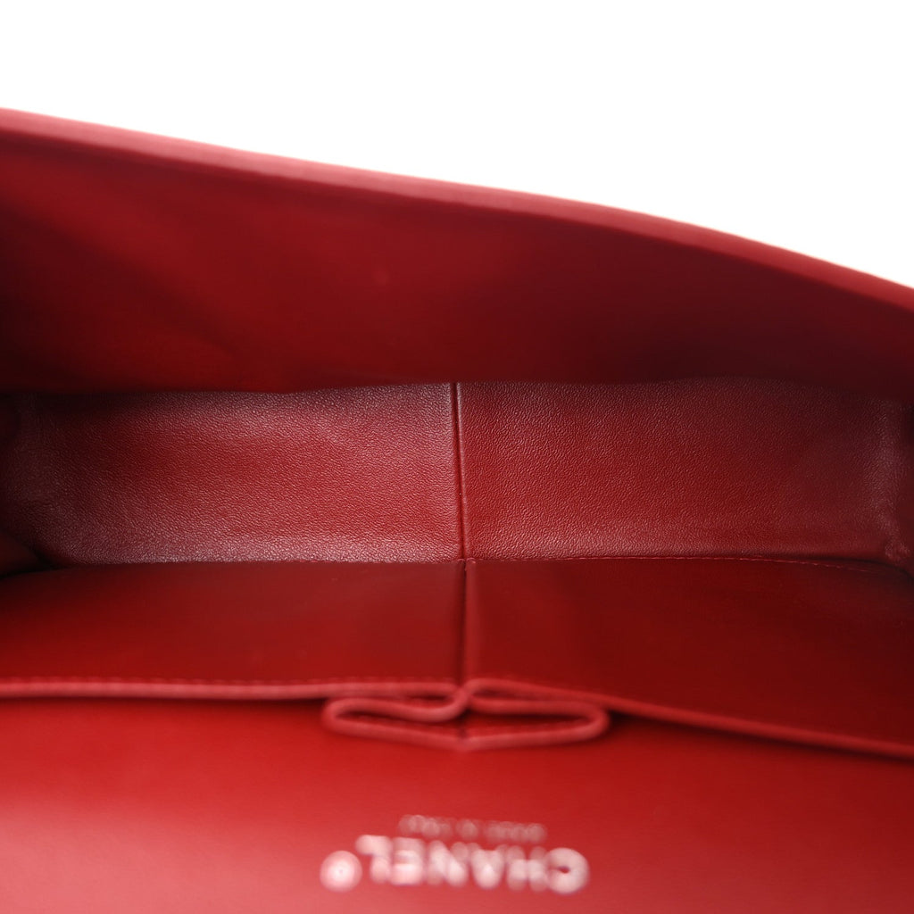 Caviar Quilted Jumbo Double Flap Dark Red