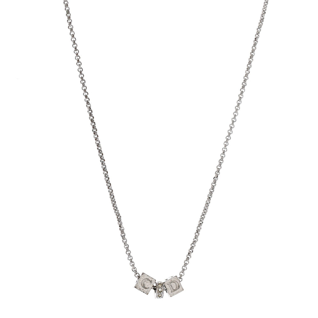 Crystal CD Cube Pendant Necklace Silver