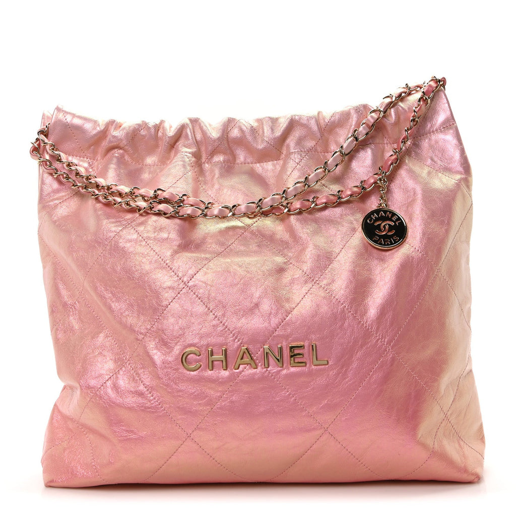 Metallic Shaded Calfskin Quilted Chanel 22 Pink