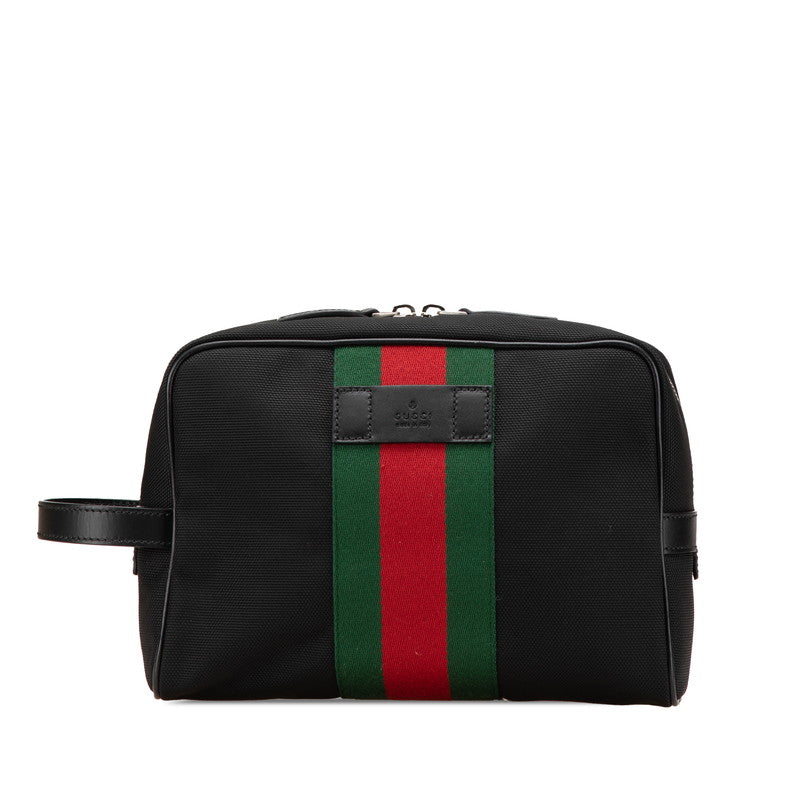 Gucci Sheline Line Nylon Leather Clutch Bag