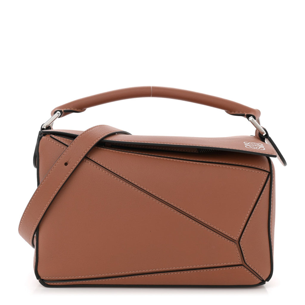 Grained Calfskin Small Puzzle Bag Tan