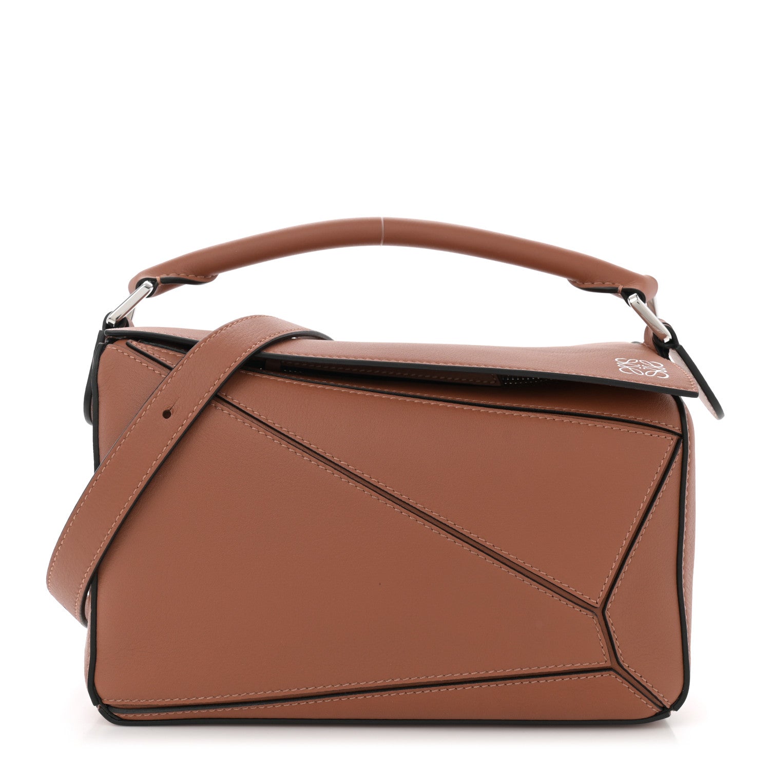 Grained Calfskin Small Puzzle Bag Tan