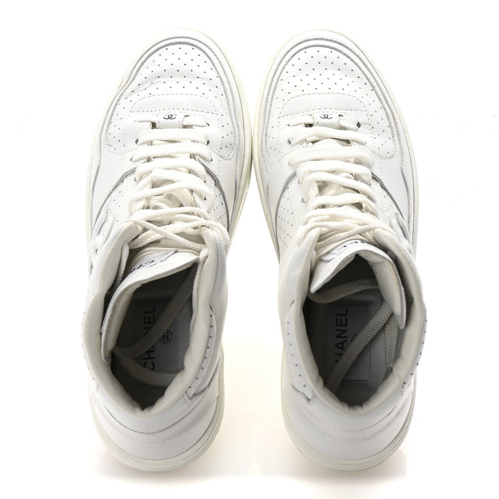 Calfskin CC High Top Sneaker 38.5 White