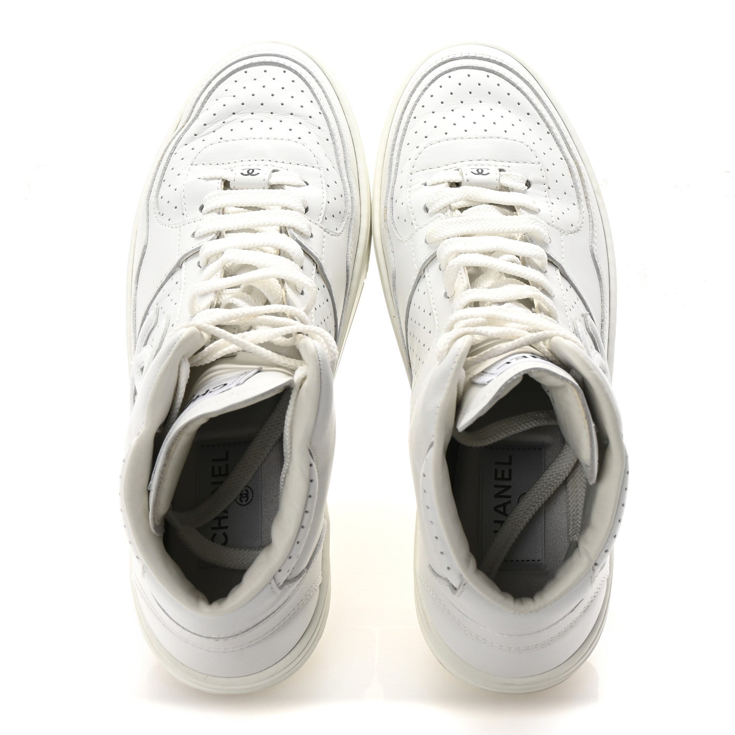 Calfskin CC High Top Sneaker 38.5 White