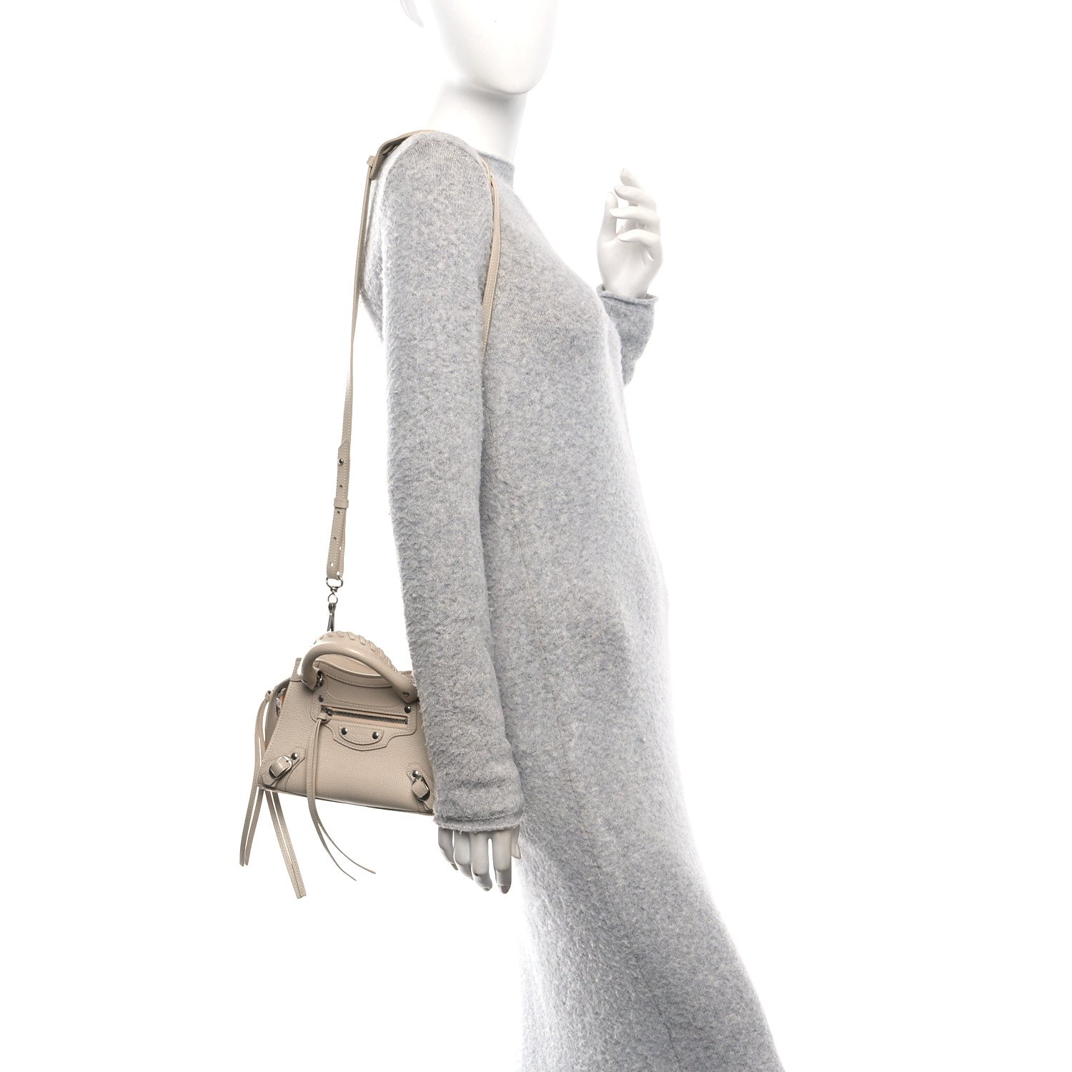 Grained Calfskin Neo Classic Silver Hardware Mini City Cream