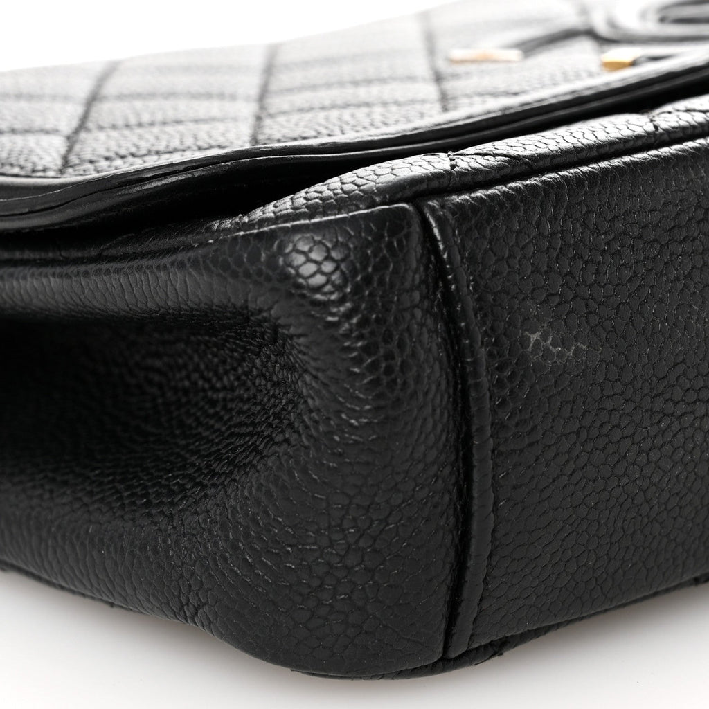 Caviar Quilted Medium CC Filigree Flap Black