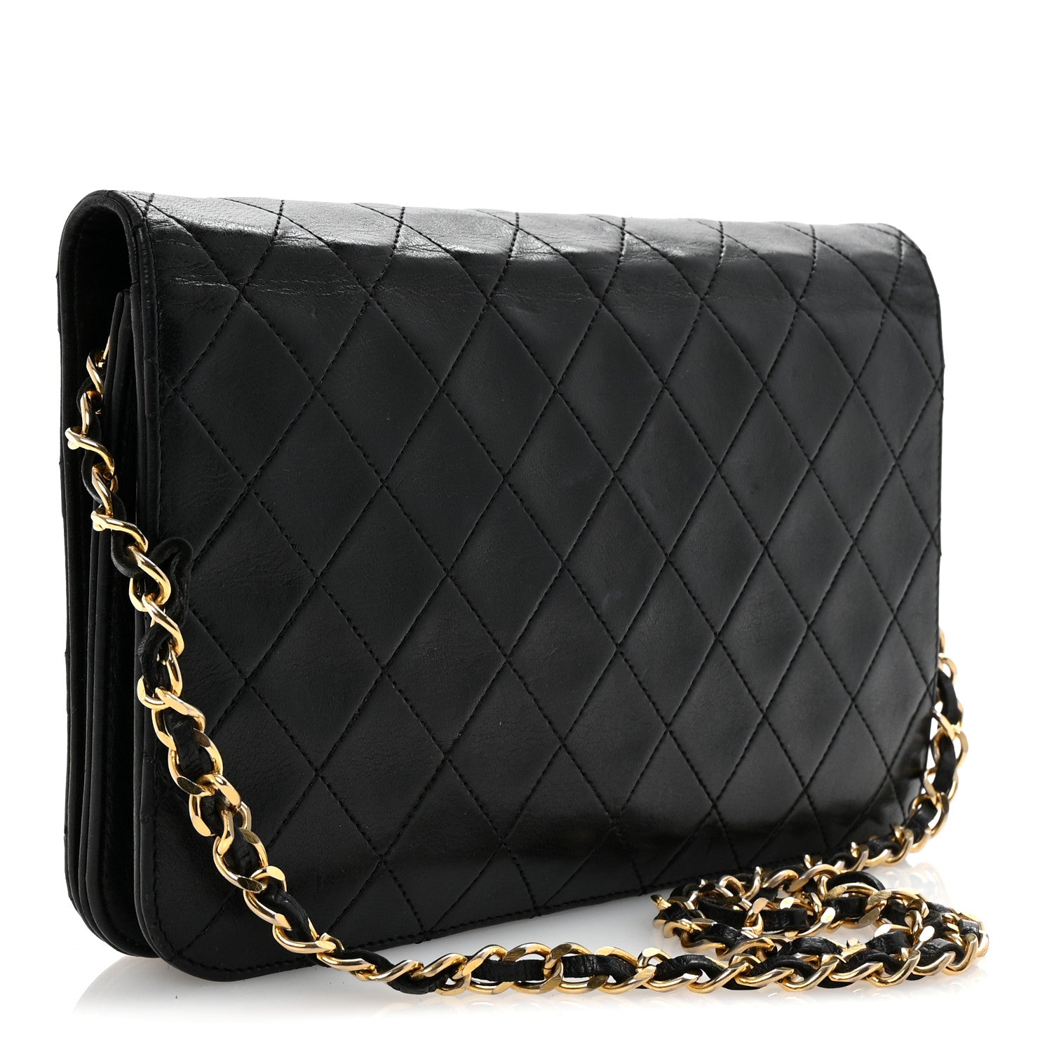 Lambskin Quilted Small Single Flap Bag Black
