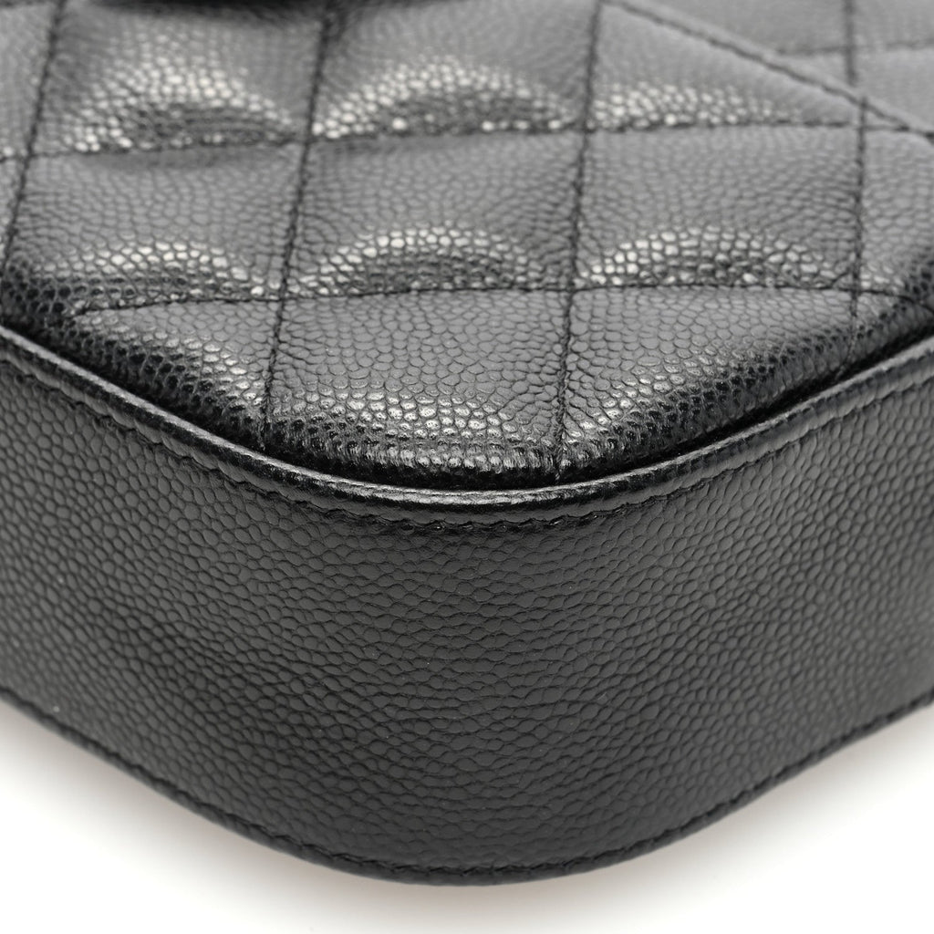 Caviar Quilted Chain Camera Bag Black