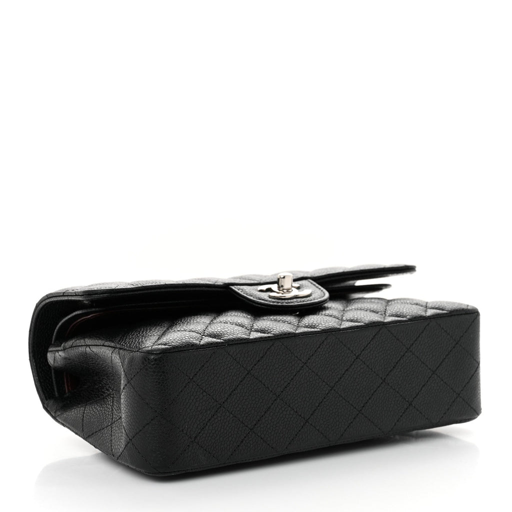 Caviar Quilted Small Double Flap Black