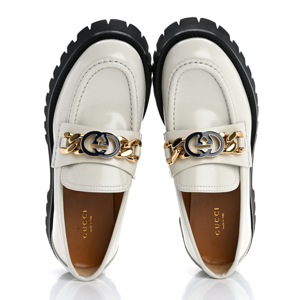 Cordovan Lux Womens Jeanne Platform Lug Sole 30/45mm Loafers 39.5 White