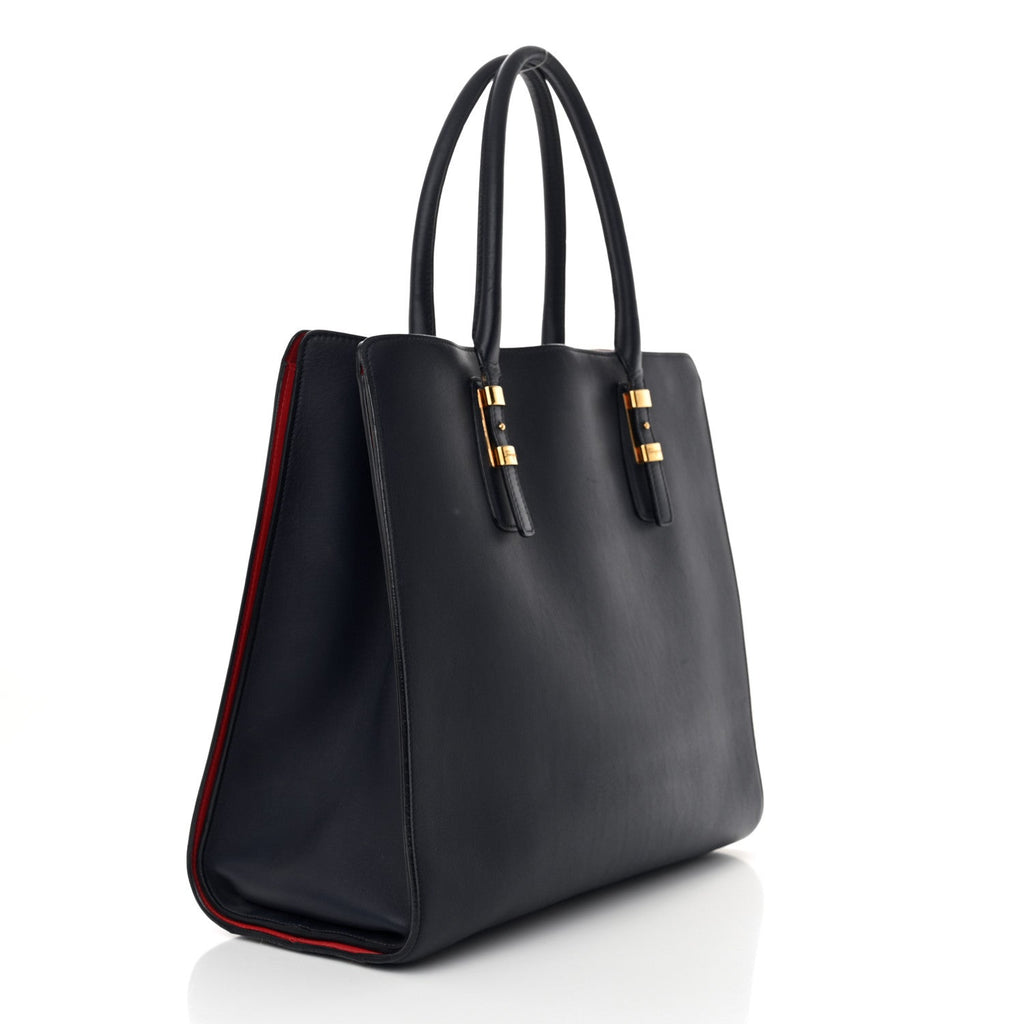Calfskin Whitney Tote Navy