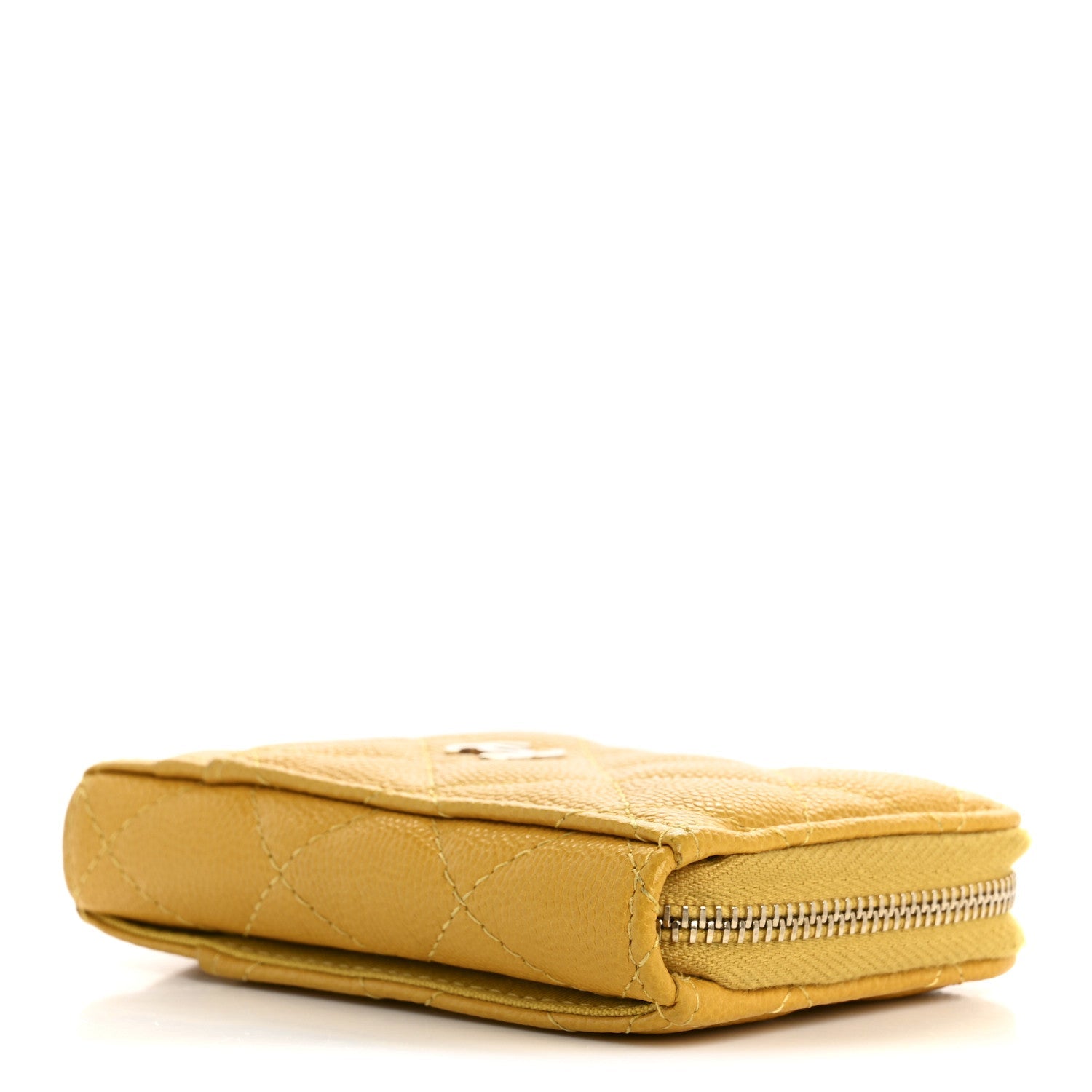 Caviar Quilted Zip  Holder Yellow