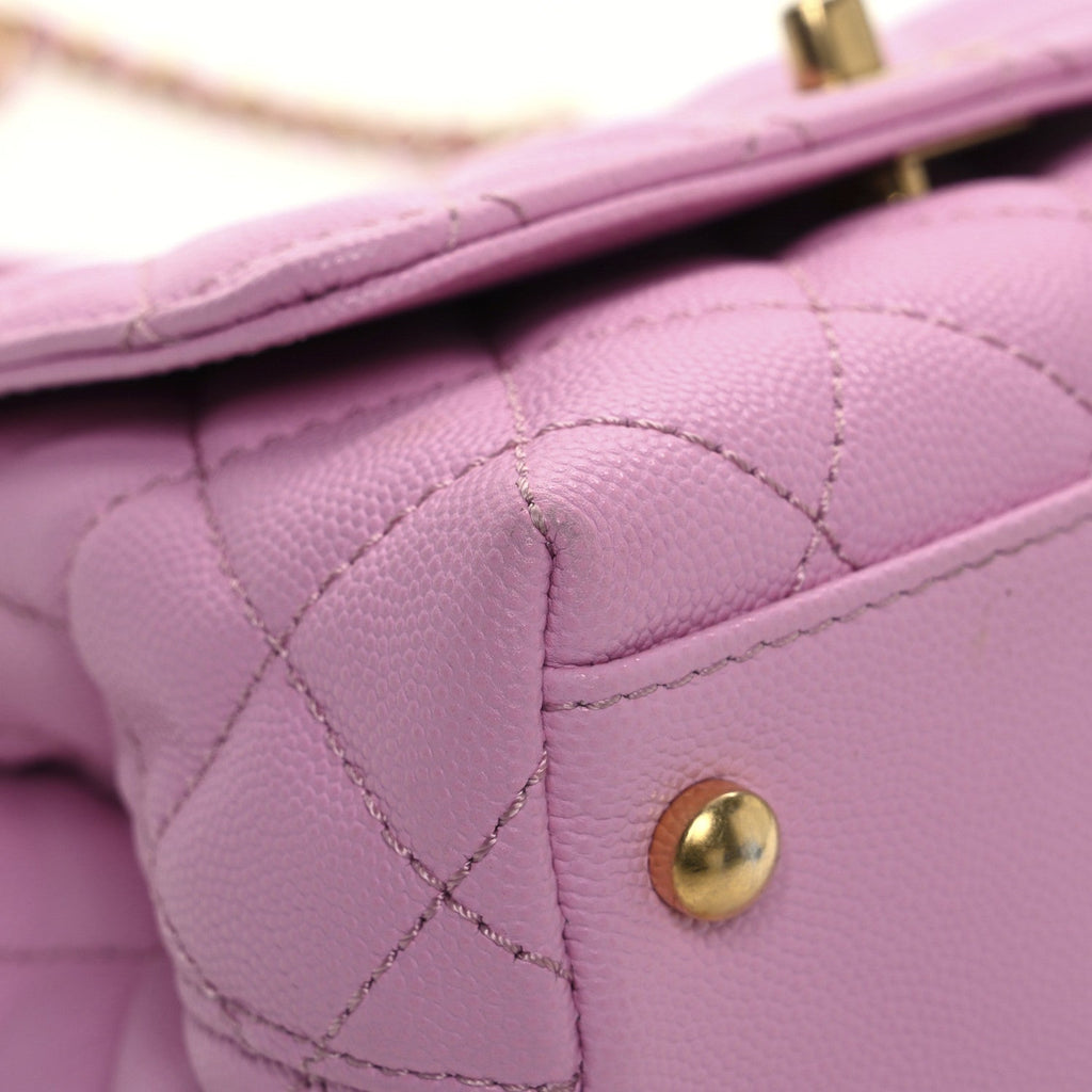 Caviar Quilted Extra Mini Coco Chain Handle Flap Pink